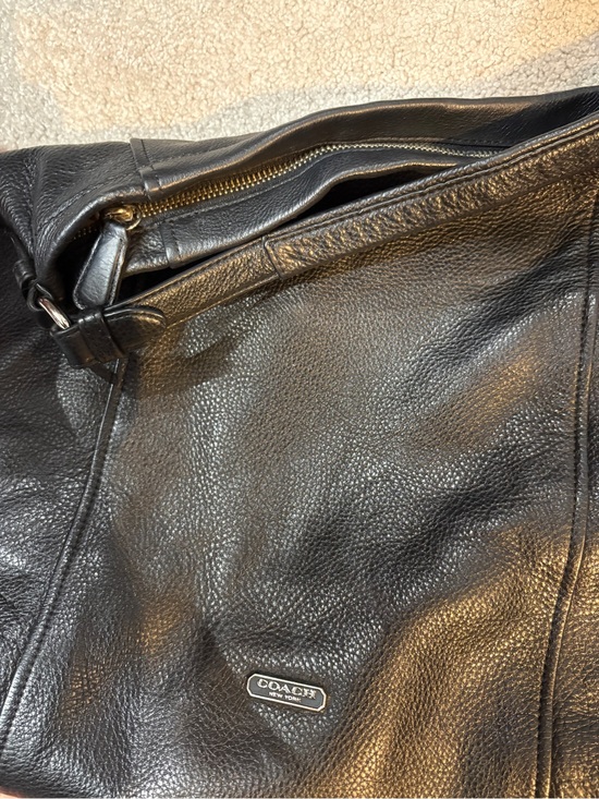 Coach Handbags - Coach Black Pebbled Leather Shoulder Bag with Silver Accent
